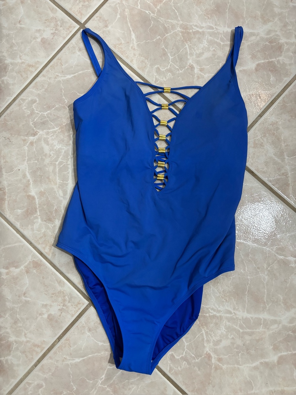 Bleu Rod Beattie Royal Blue Lace-Up One-Piece Swimsuit